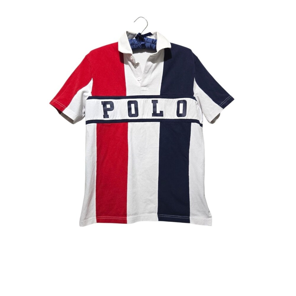 Polo Ralph Lauren Classic Fit Rugby Shirt Spell Out Colorblock USA Size Small